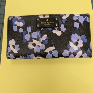 Kate Spade Black and Purple Floral Wallet